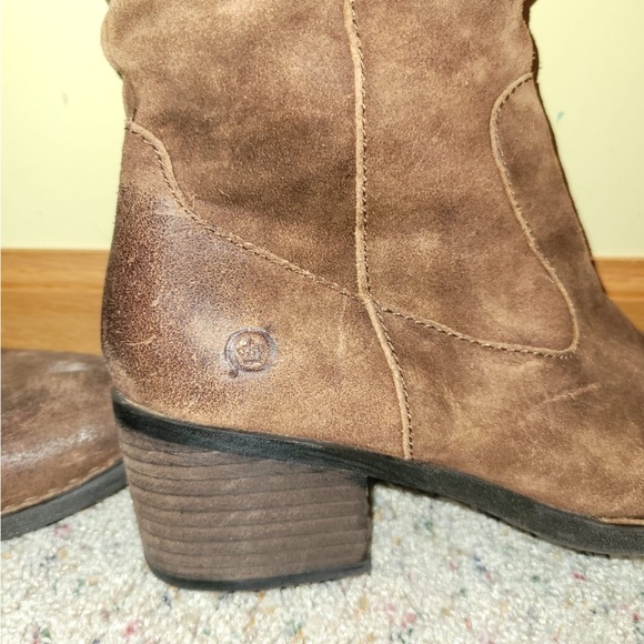 Born Womens Leather Boots Sz 8 Brown Boho Distressed Rustic Suede Slouchy Riding - Picture 2 of 7